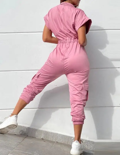 Lena - Grüner Taillierter Jumpsuit