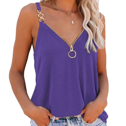 Carla - Dunkelblaues V-Ausschnitt Trägertop