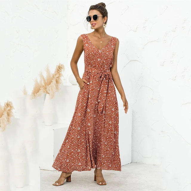 Schwarzes Maxikleid mit Muster - Lara