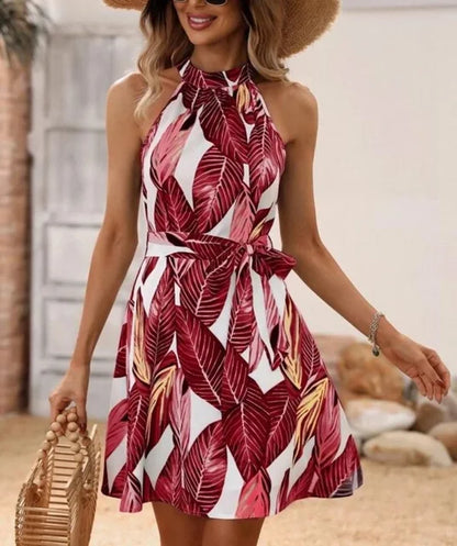 Grünes Blätter-Minikleid - Fiona