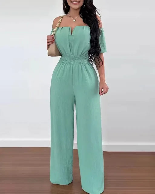 Schwarz-weißer Off-Shoulder-Jumpsuit - Stella