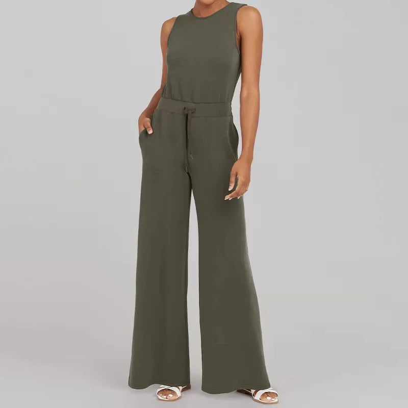 Beiger Jumpsuit mit Kordelzug - Ella