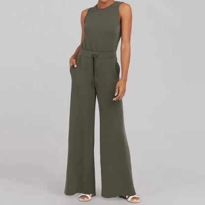 Beiger Jumpsuit mit Kordelzug - Ella