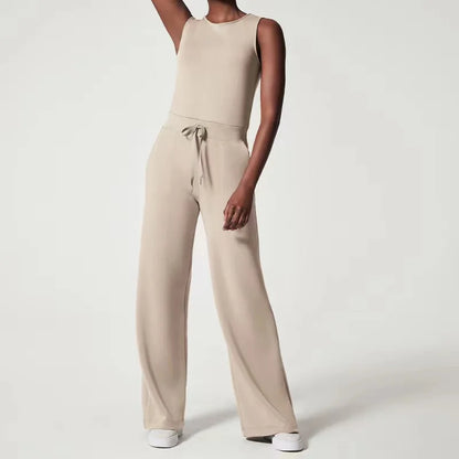 Beiger Jumpsuit mit Kordelzug - Ella