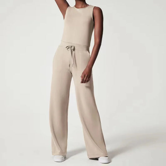 Beiger Jumpsuit mit Kordelzug - Ella