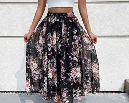 Lena - Schwarz Floral Midirock