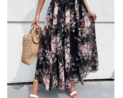 Lena - Schwarz Floral Midirock