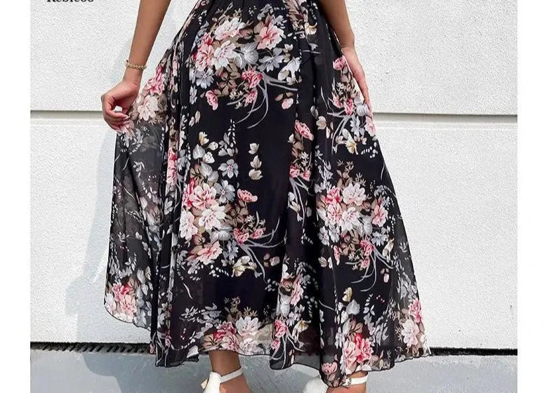 Lena - Schwarz Floral Midirock