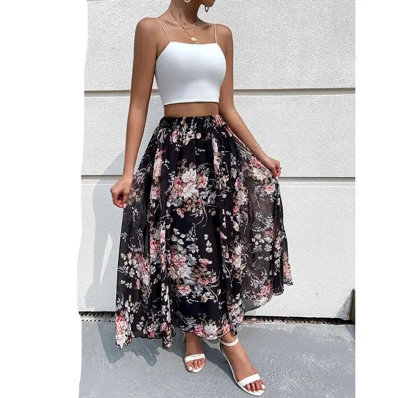 Lena - Schwarz Floral Midirock