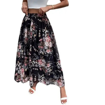 Lena - Schwarz Floral Midirock