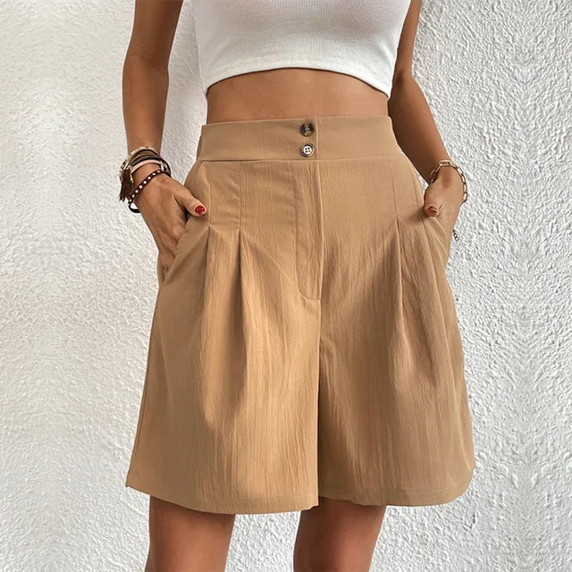 Elisa - Schwarze Knielange Cargo-Shorts