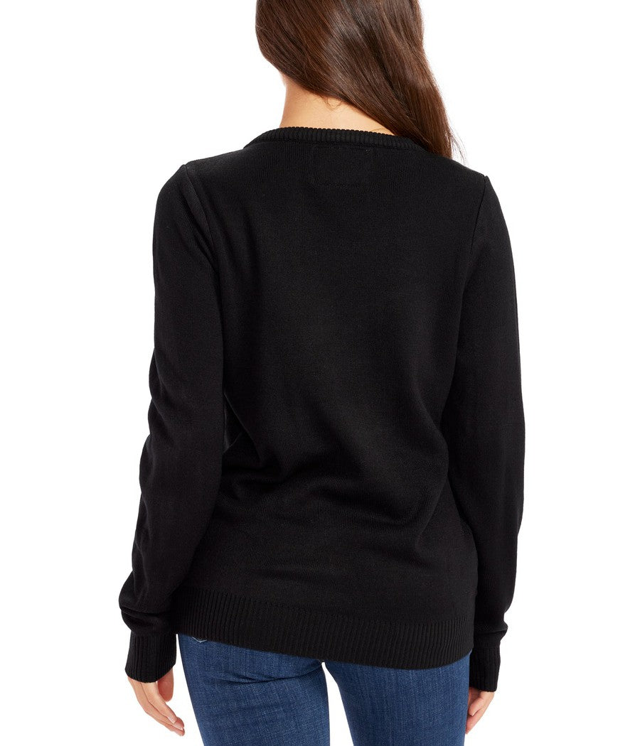 Leuchtender Geisterpullover für Damen – Schwarz