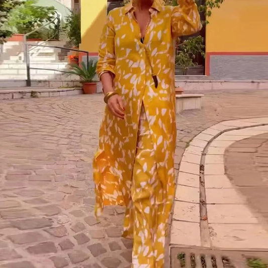 Gelbes Set mit Blattmuster - Hanna