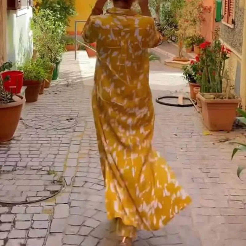 Gelbes Set mit Blattmuster - Hanna