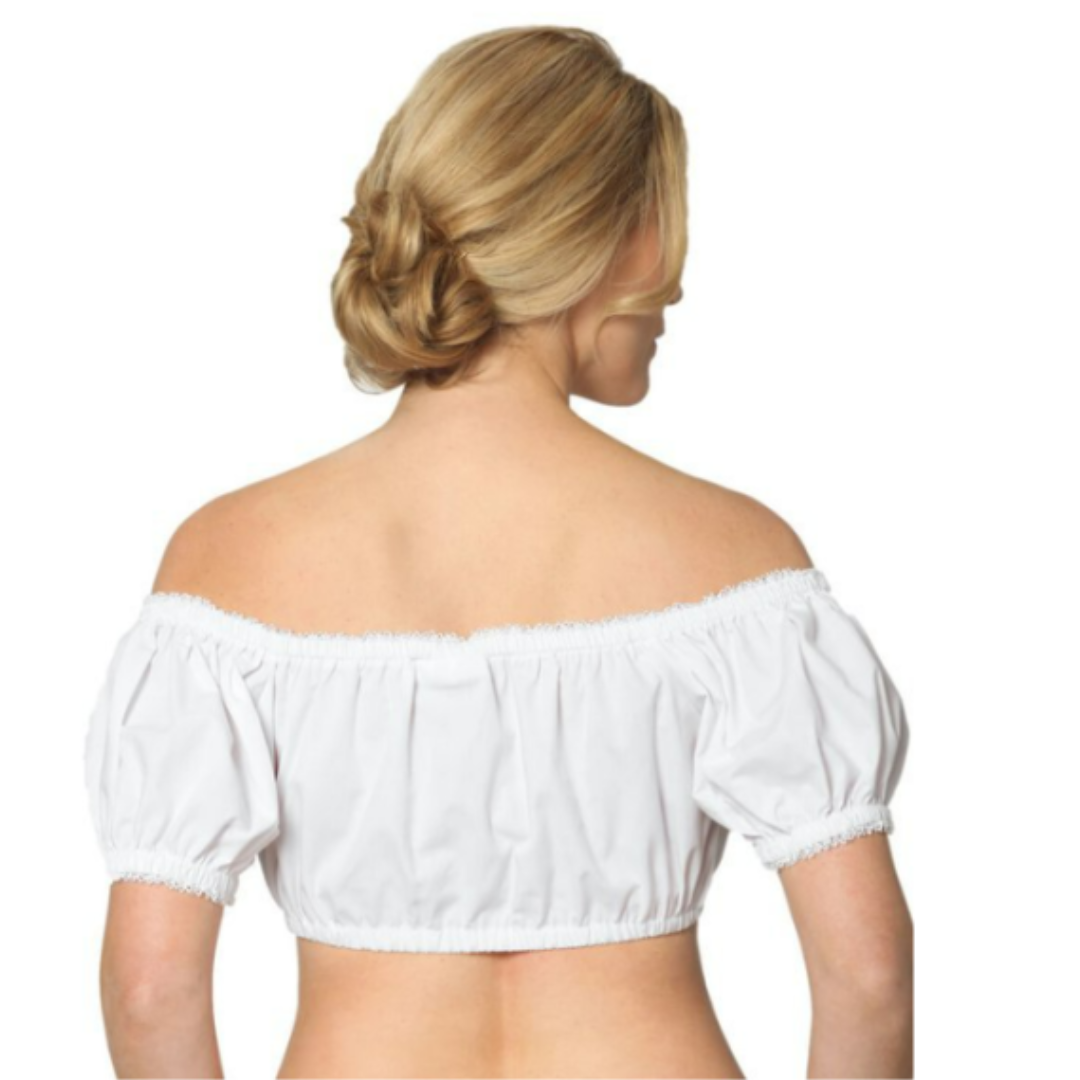 Tierra | schulterfreie dirndl bluse mit raffung und puffärmeln für frauen