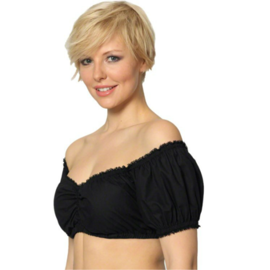 Tierra | schulterfreie dirndl bluse mit raffung und puffärmeln für frauen