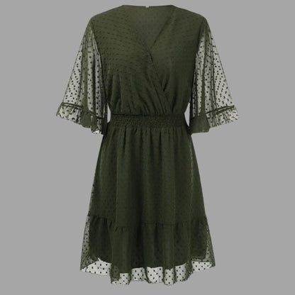 Amelie - Burgunder Glockenärmel Kleid