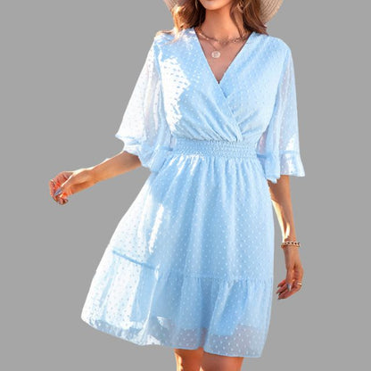 Amelie - Burgunder Glockenärmel Kleid