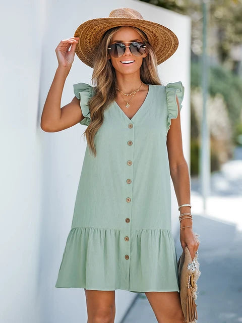 Clara - Mintgrünes Sommerkleid mit Rüschen