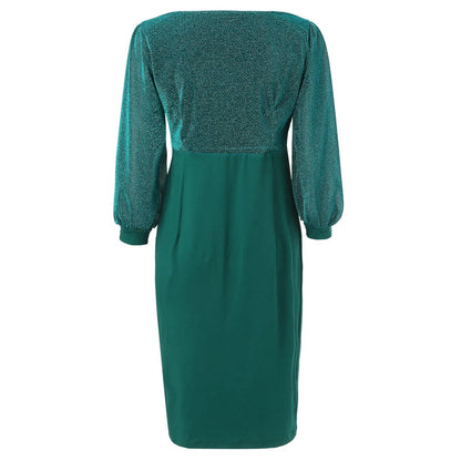 Lena - Smaragdgrünes Paillettenschößchenkleid