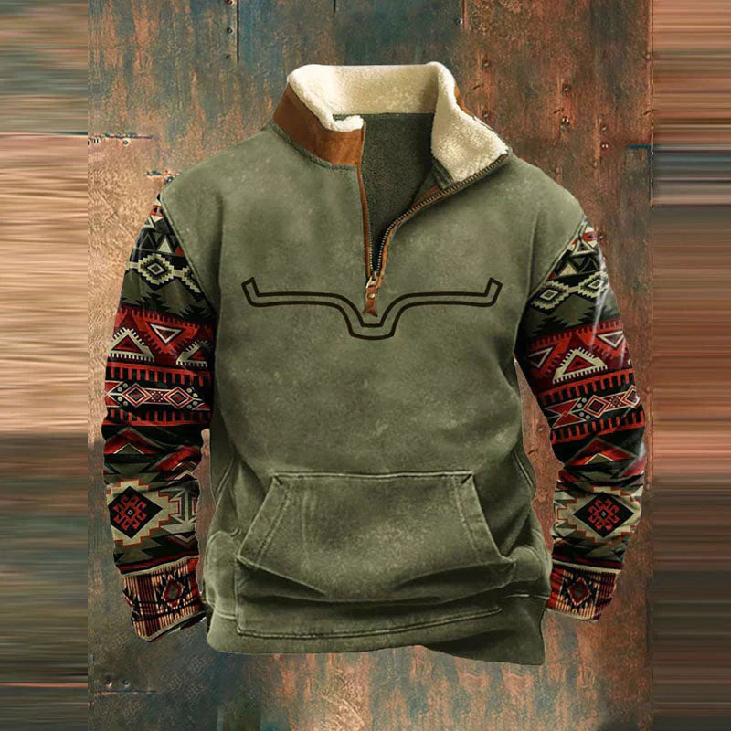 Grüner Viertel-Zip-Pullover - Max