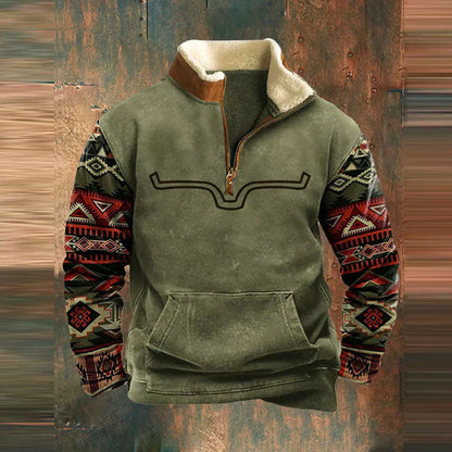 Grüner Viertel-Zip-Pullover - Max