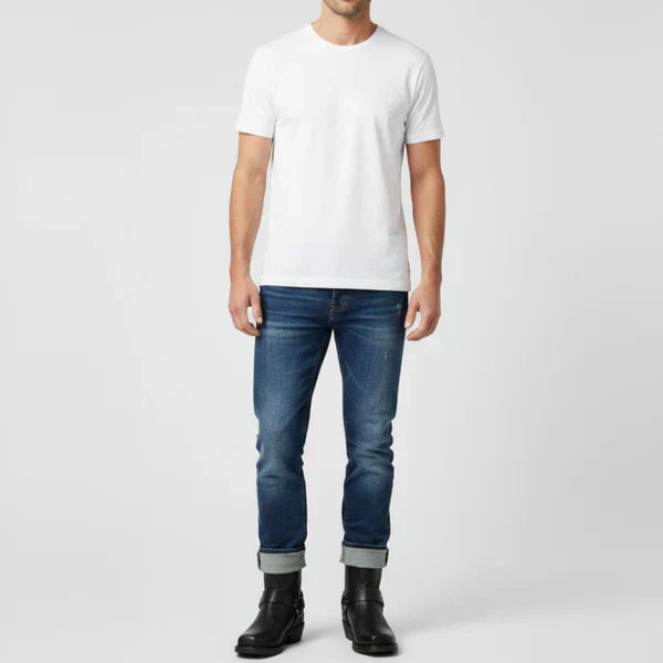 Herren-cowboystiefeletten mit lederriemen, biker-stil – herren