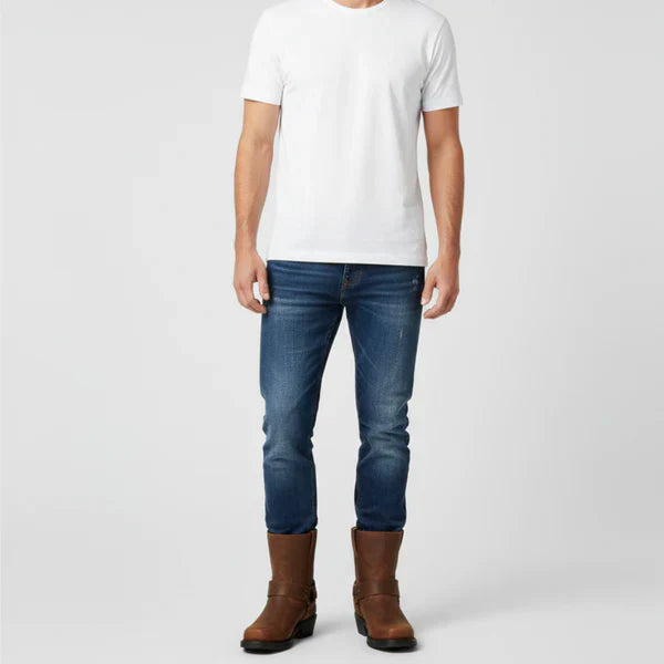 Herren-cowboystiefeletten mit lederriemen, biker-stil – herren