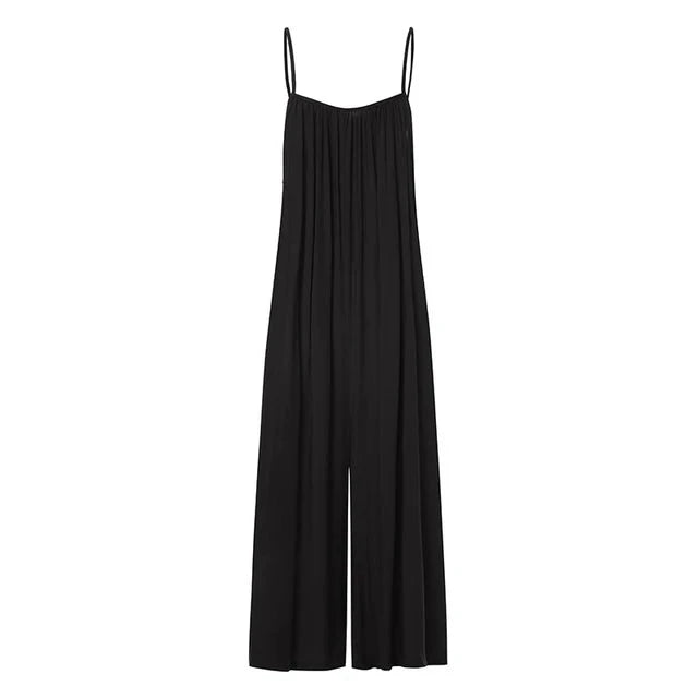 Schwarzer Beach-Jumpsuit mit weitem Schnitt - Maya