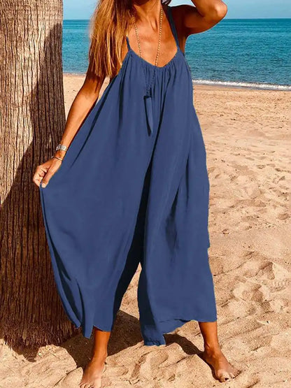 Schwarzer Beach-Jumpsuit mit weitem Schnitt - Maya