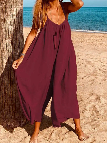 Schwarzer Beach-Jumpsuit mit weitem Schnitt - Maya