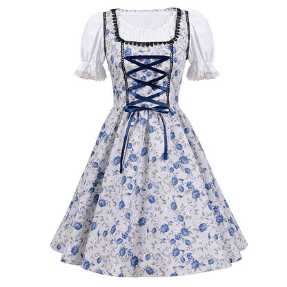 Gemini | dirndl kleid mit blumenprint und schnürmieder für frauen
