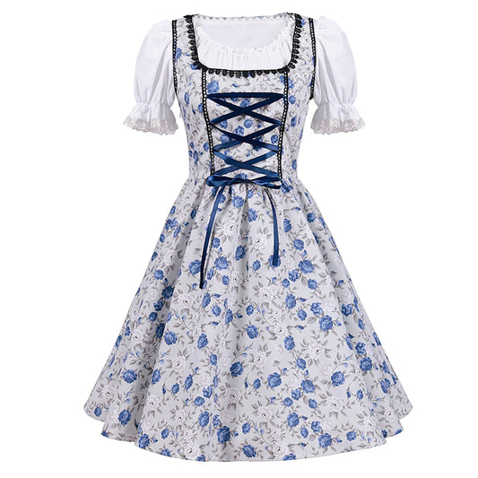 Gemini | dirndl kleid mit blumenprint und schnürmieder für frauen