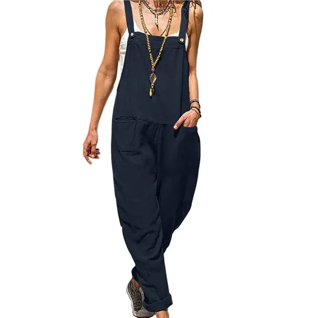 Beiger Leinen-Jumpsuit - Talia