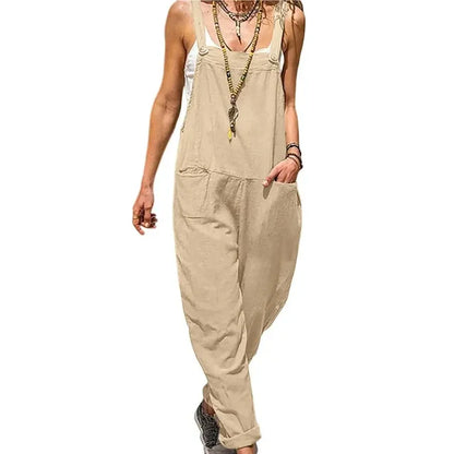 Beiger Leinen-Jumpsuit - Talia