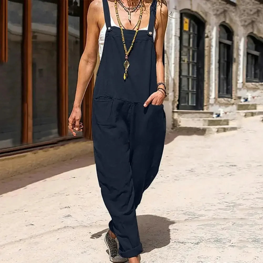 Beiger Leinen-Jumpsuit - Talia