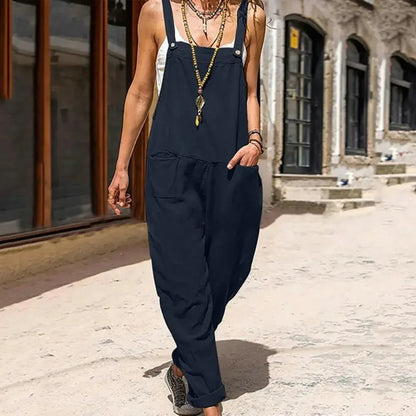 Beiger Leinen-Jumpsuit - Talia