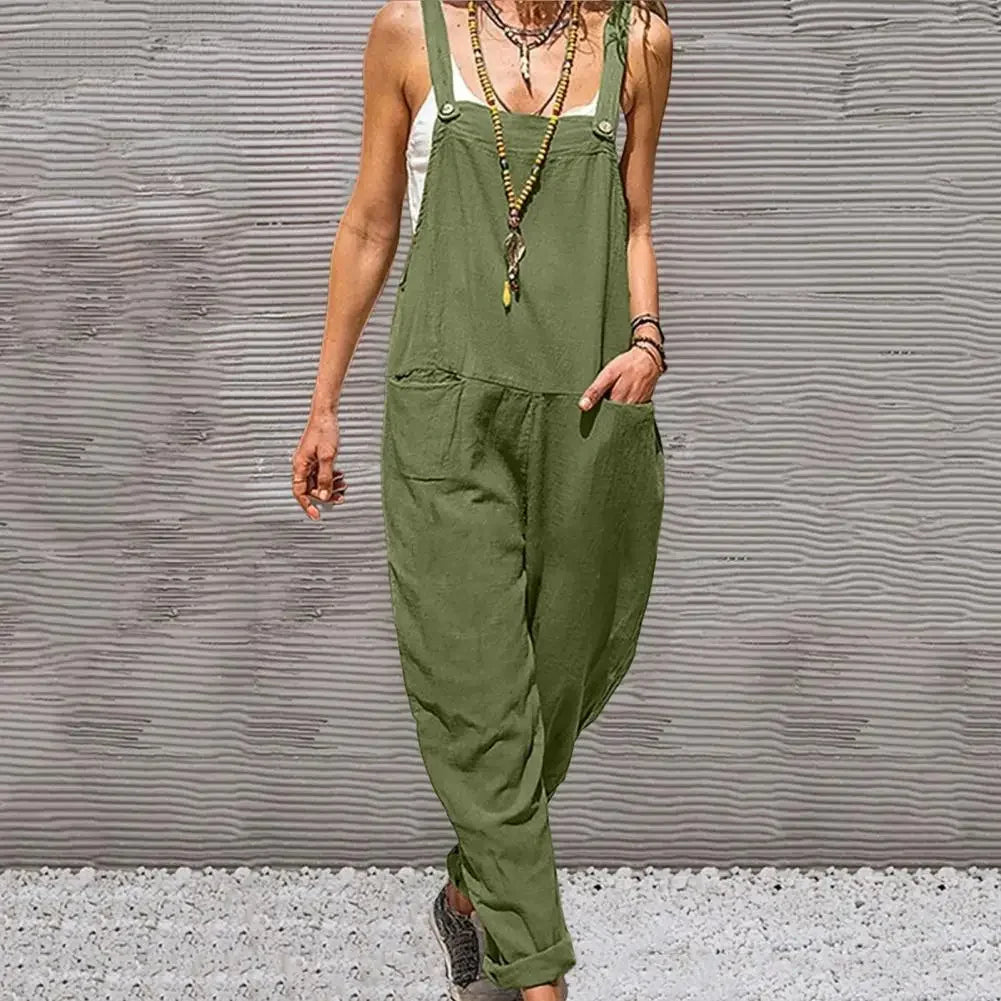Beiger Leinen-Jumpsuit - Talia