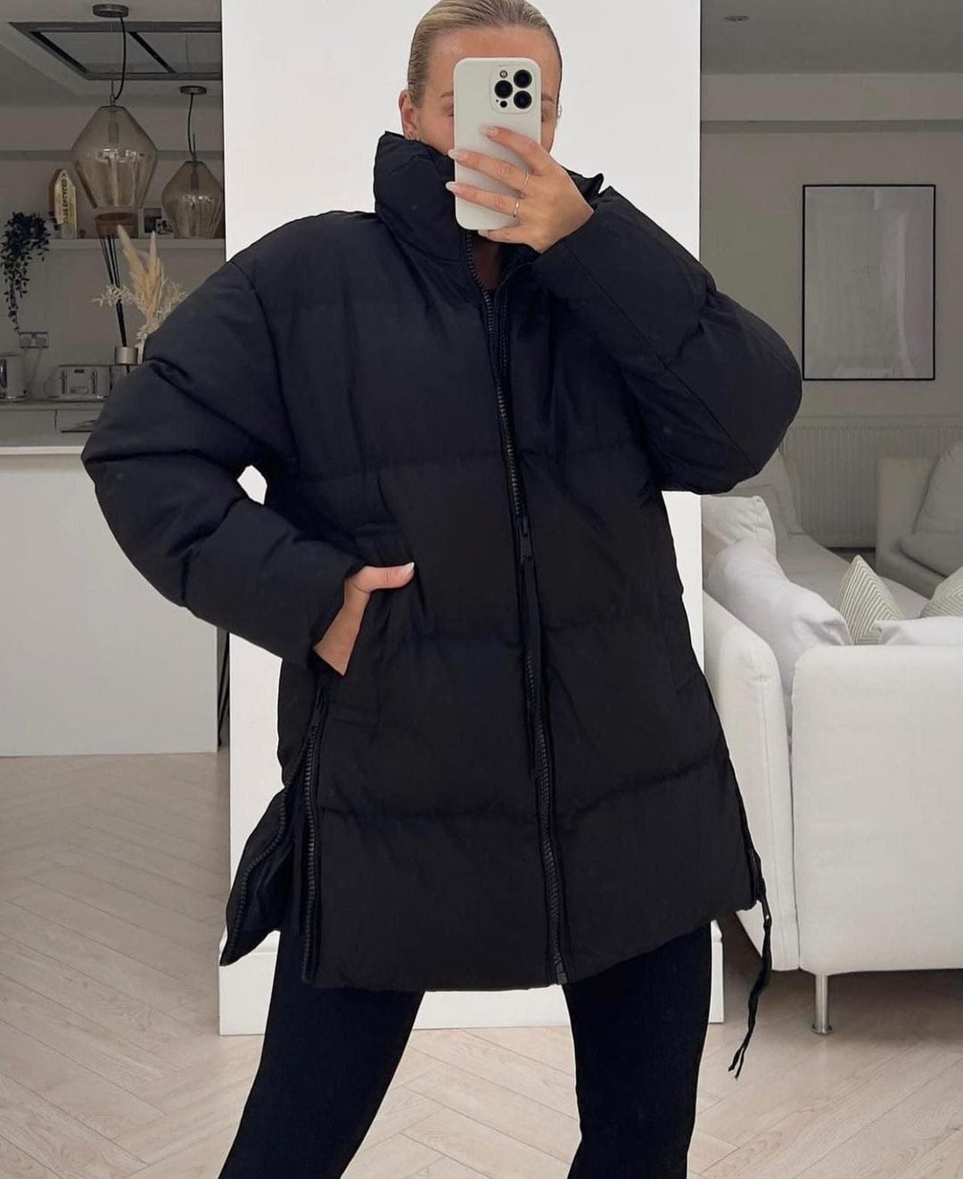 Kupferfarbene jacke schwarz & grün