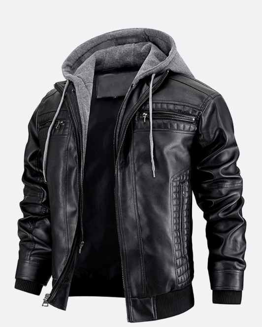 Klassische Bikerjacke Schwarz - Theo