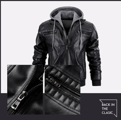Klassische Bikerjacke Schwarz - Theo