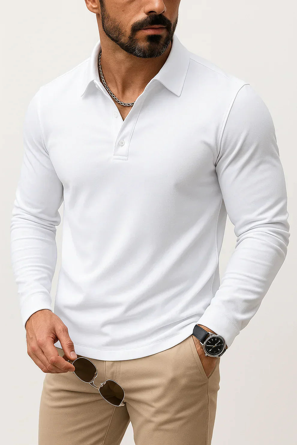 Lässiges, langärmeliges slim-fit-poloshirt für herren – herren