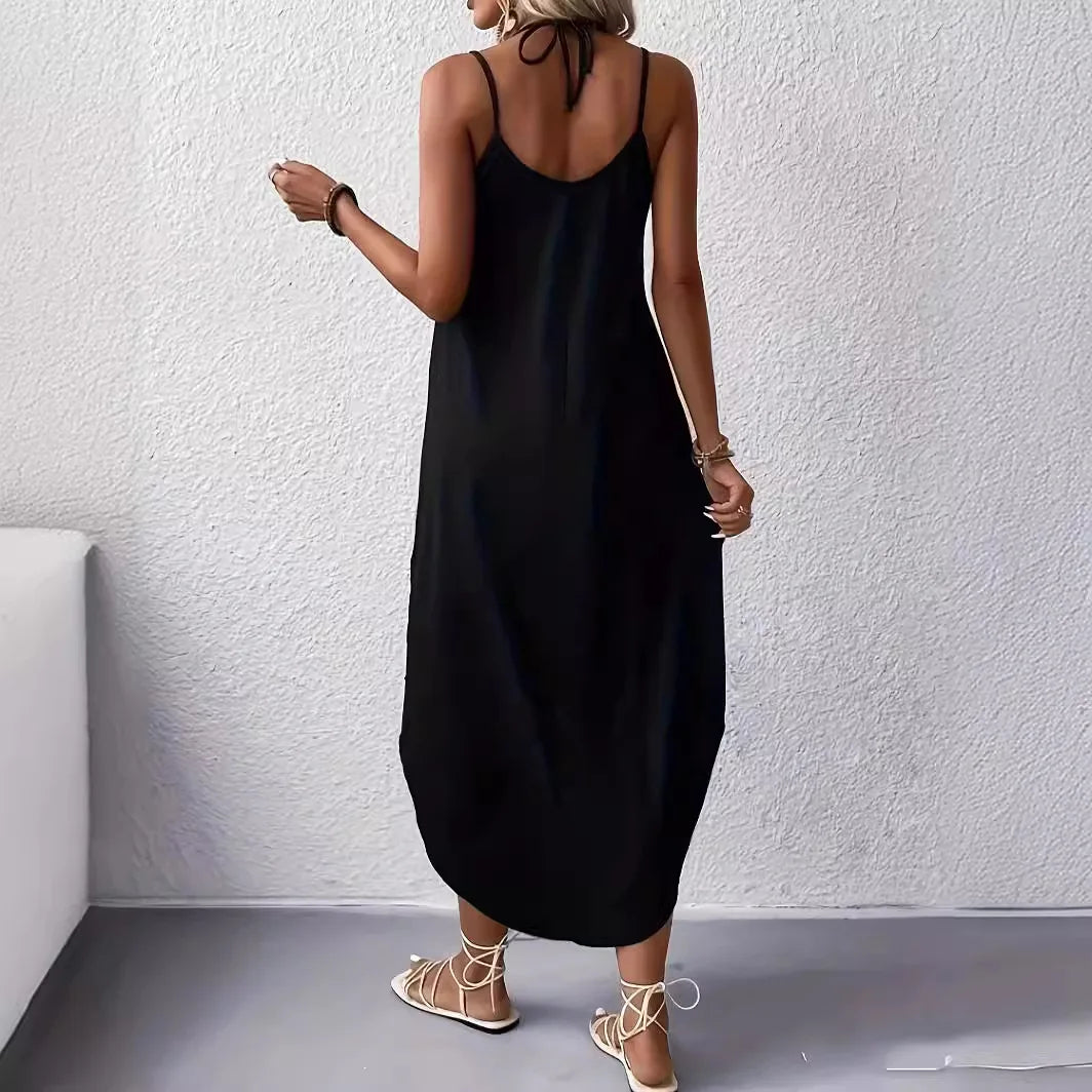 Sophia - Modernes Schwarzes Midikleid