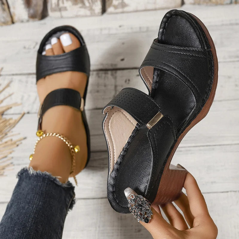 Helena - Weiße Damenblockabsatzsandalen