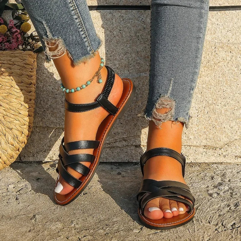 Fiona - Klassische Schwarze Riemchensandalen