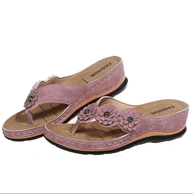 Fiona - Blumenschmuck Sommer-Sandalen Schwarz