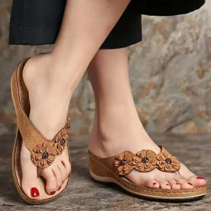 Fiona - Blumenschmuck Sommer-Sandalen Schwarz