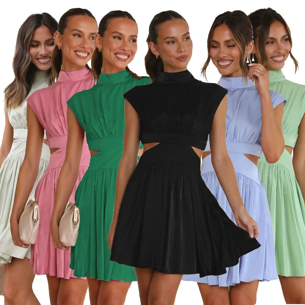 Ava - Schwarzes Skater-Kleid mit Ausschnitt