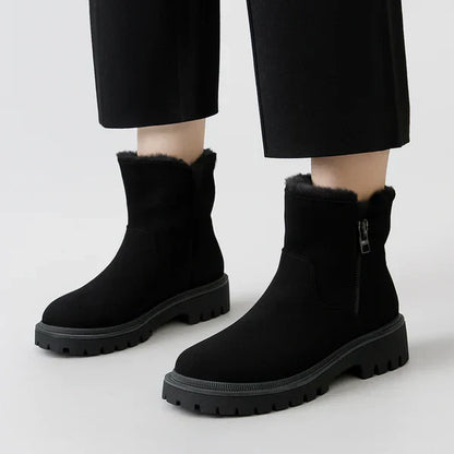 Winterstiefeletten für damen mit plateau und fellfutter – damen