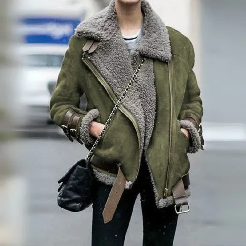 Mari - lederjacke mit schnallen